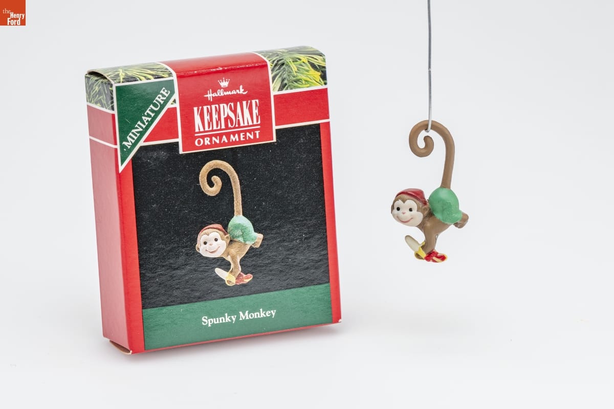 Hallmark "Spunky Monkey" Miniature Christmas Ornament, 1992
