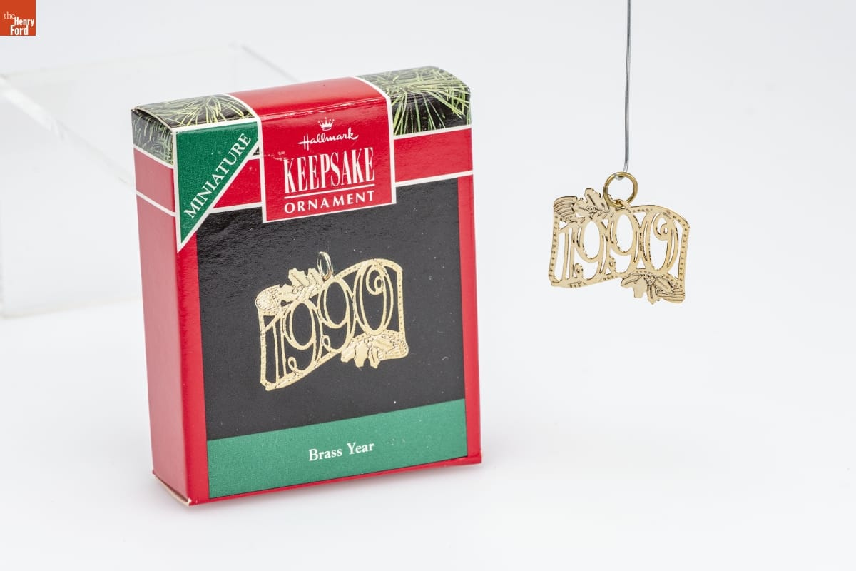 Hallmark "Brass Year" Miniature Christmas Ornament, 1990