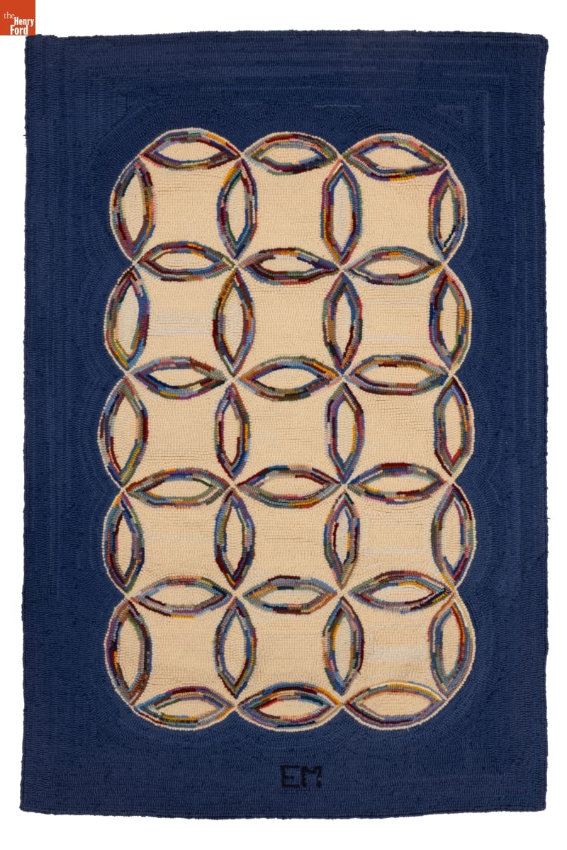 "Wedding Rings" Hooked Rug, 1992