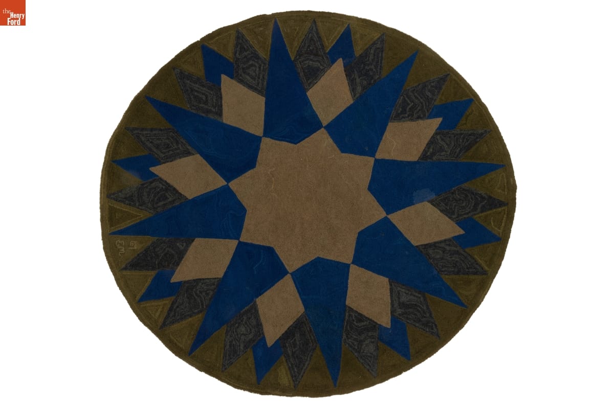 "Compass Rose" Hooked Rug, 1967