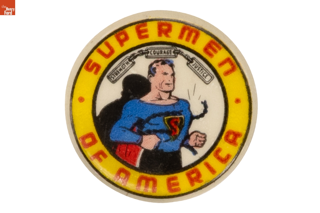 "Supermen of America" Button Pin, ca. 1939