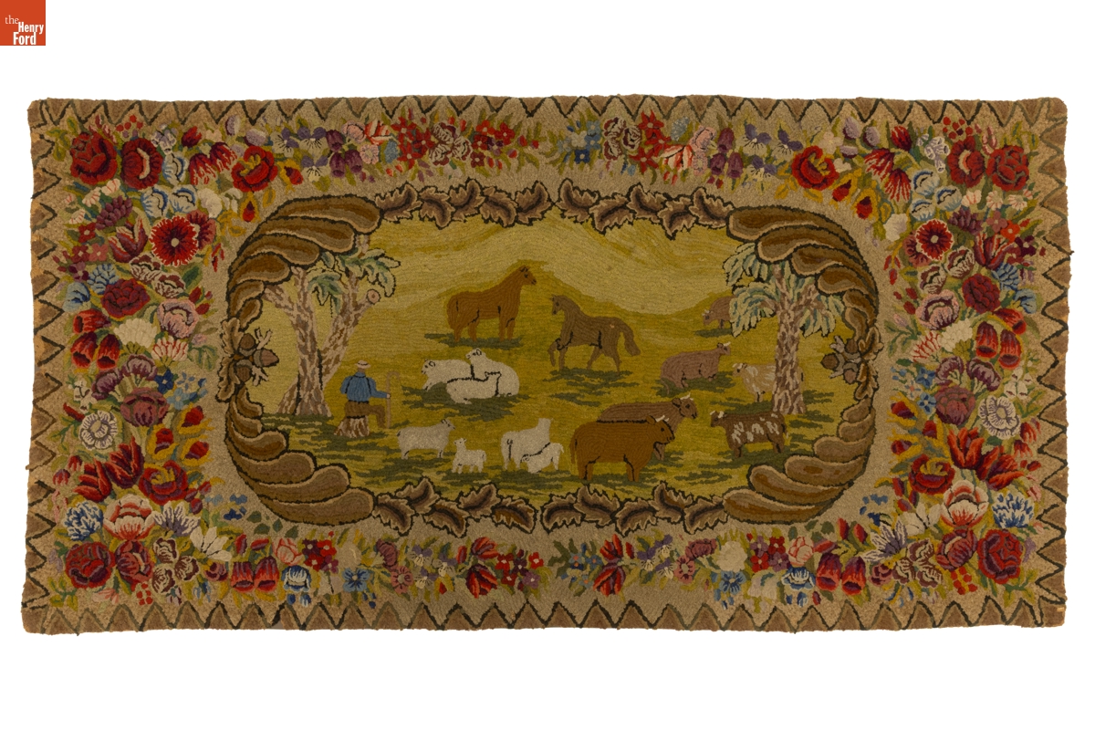Hooked Rug made by Lydia Noyes Dole Ordway, 1850-1875