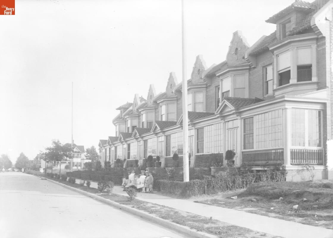 Canarsie, Row of Houses, Children on Sidewalk, 1890-1915