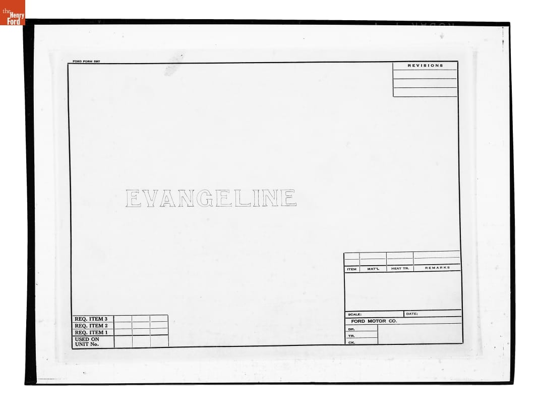 Drawing, Lettering for Boat Evangeline, 1924-1927