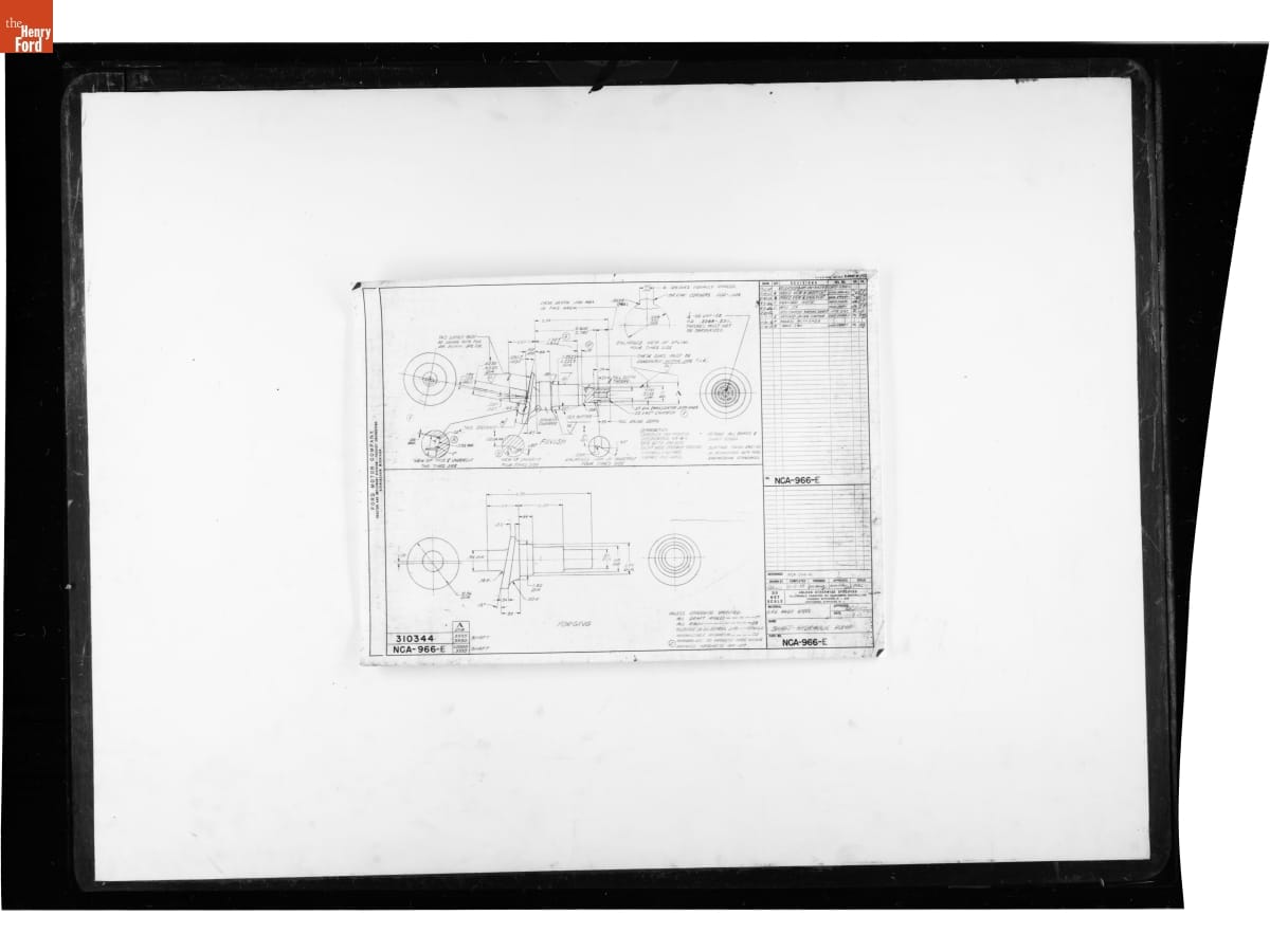 Drawing, "Shaft - Hydraulic Pump," Ford Tractor, November 30, 1956