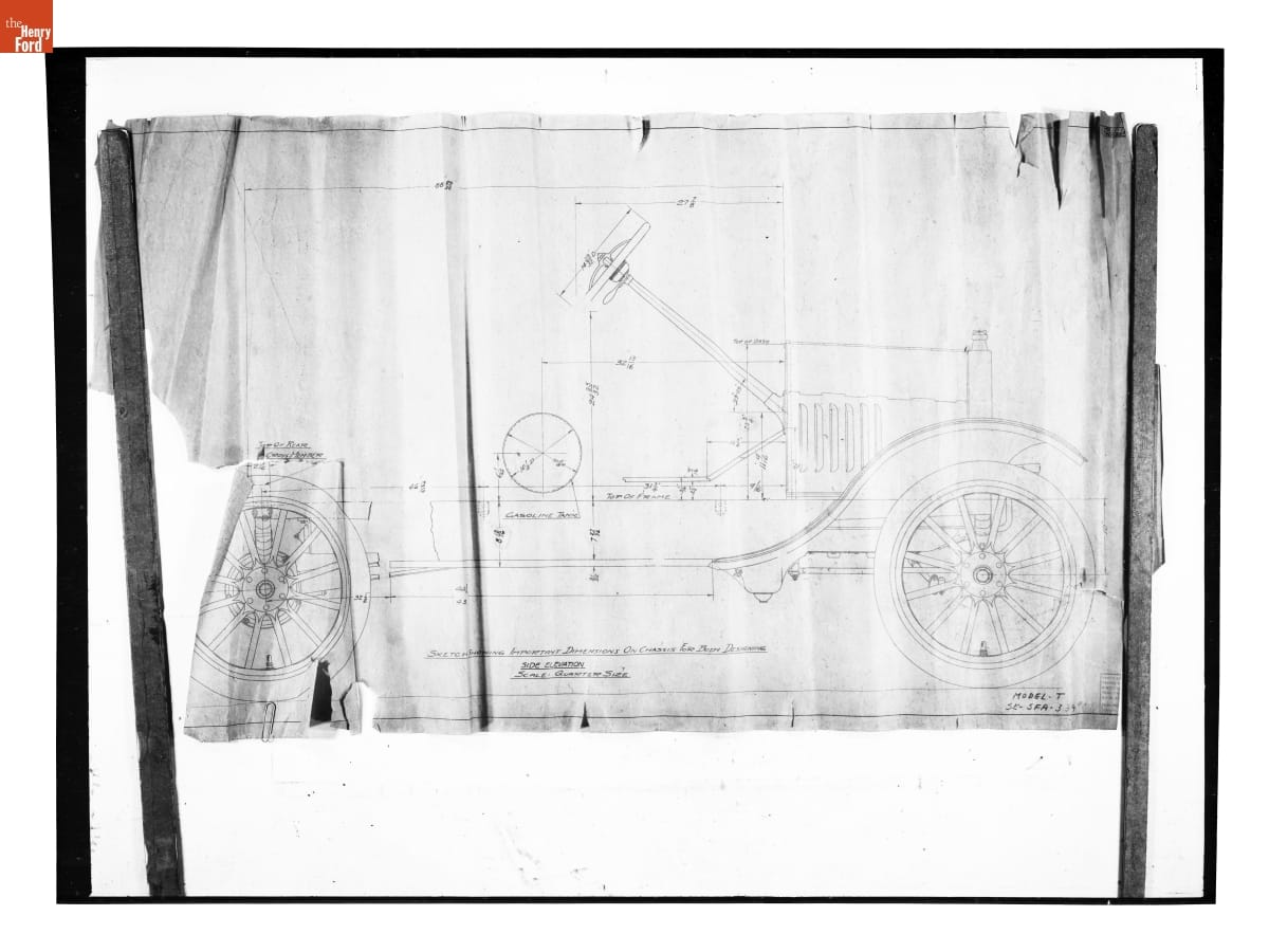 Drawing, "Sketch Showing Important Dimensions on Chassis for Body Designing," Ford Model T Ambulance, February 1, 1919