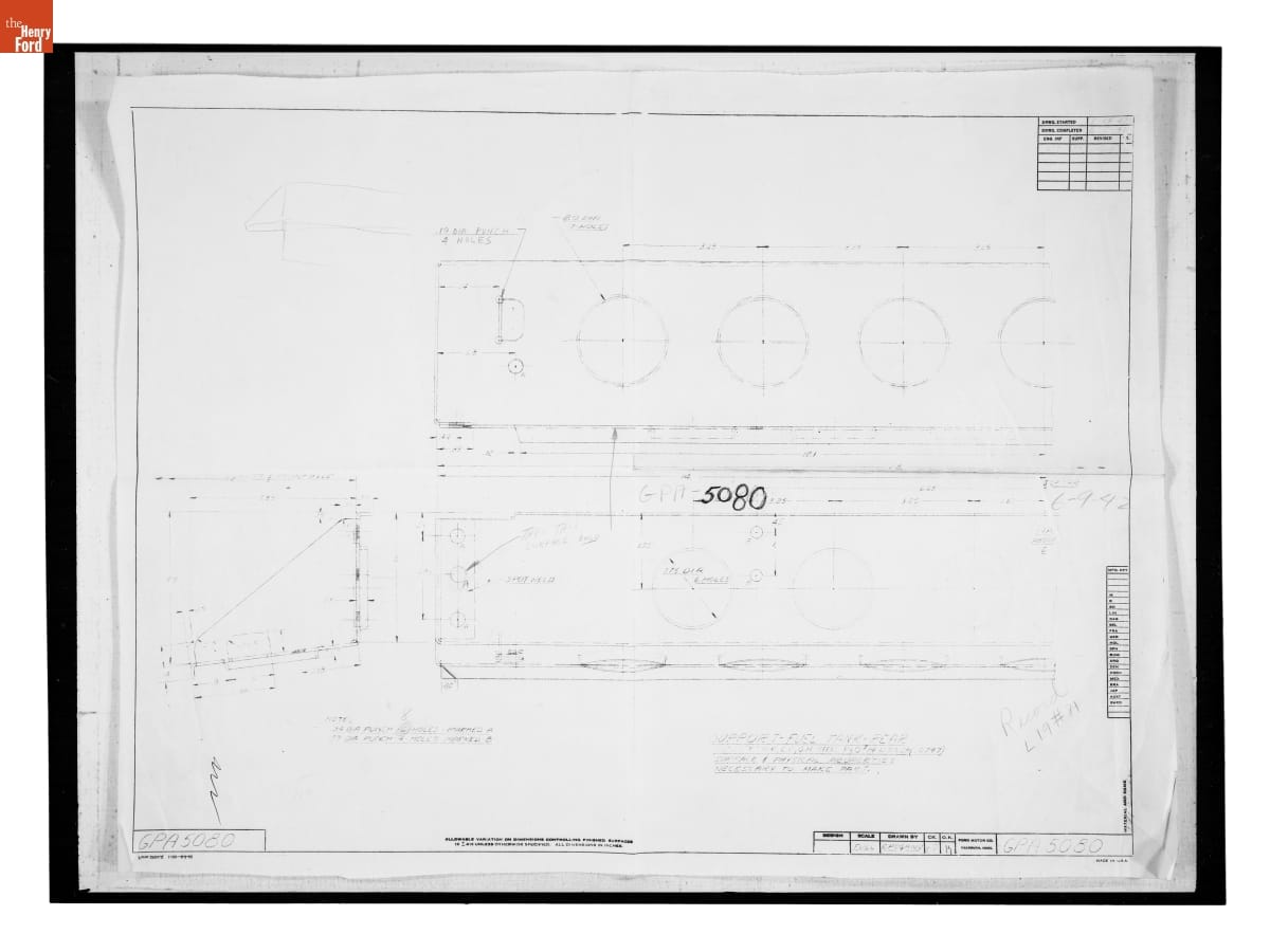 Drawing, "Support - Fuel Tank - Rear," Ford GPA, June 9, 1942