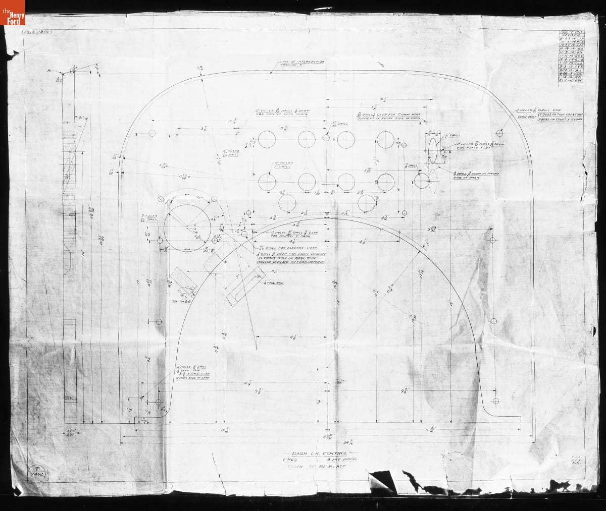 Drawing, "Dash L.H. Control," Ford Model T, February 11, 1916