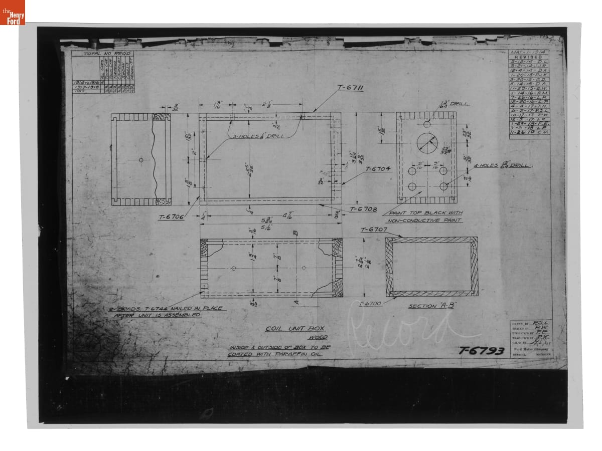 Drawing, "Coil Unit Box," Ford Model T, November 26, 1919