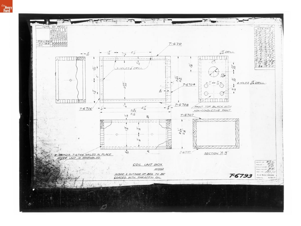 Drawing, "Coil Unit Box," Ford Model T, November 26, 1919