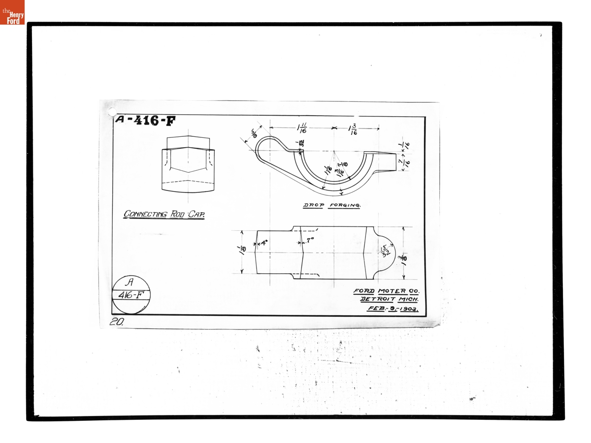 Drawing, "Connecting Rod Cap," 1903 Ford Model A, February 9, 1903