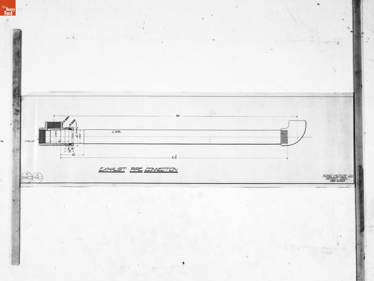 Drawing, "Exhaust Pipe Connection," 1903 Ford Model A and 1904 Model C, May 5, 1903