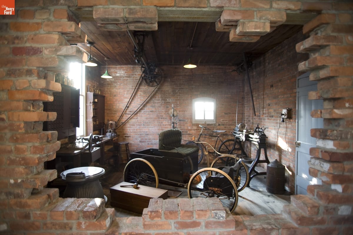 Replica of 1896 Quadricycle in Bagley Avenue Workshop in Greenfield Village, September 2007