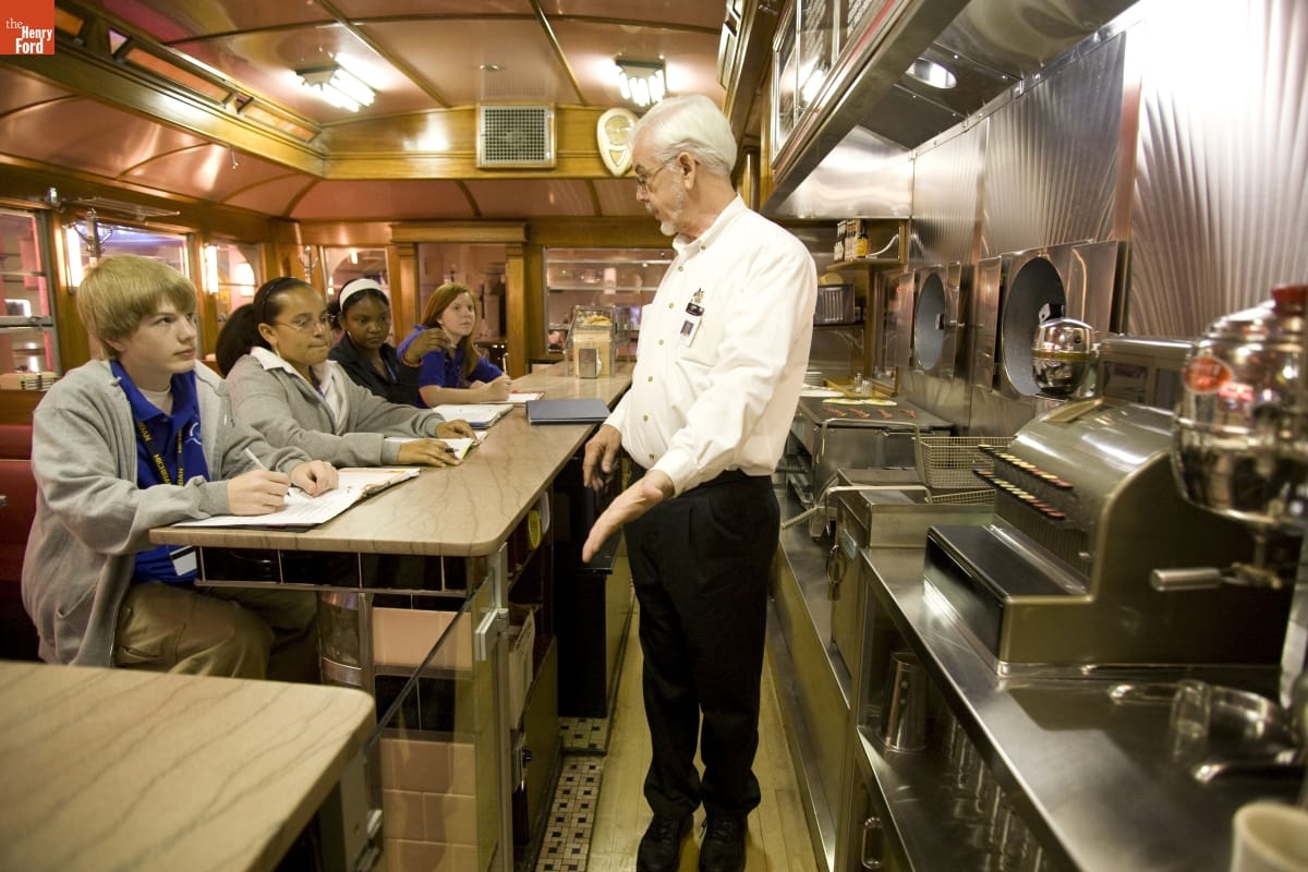 Henry Ford Academy Students in Lamy's Diner in Henry Ford Museum, October 2007