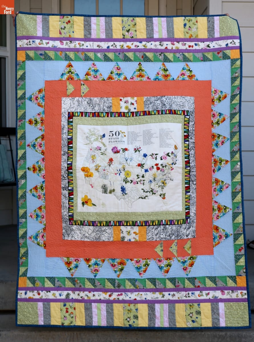 Front of "State Flowerscape" Quilt, Created by Jennifer Harrison in 2017