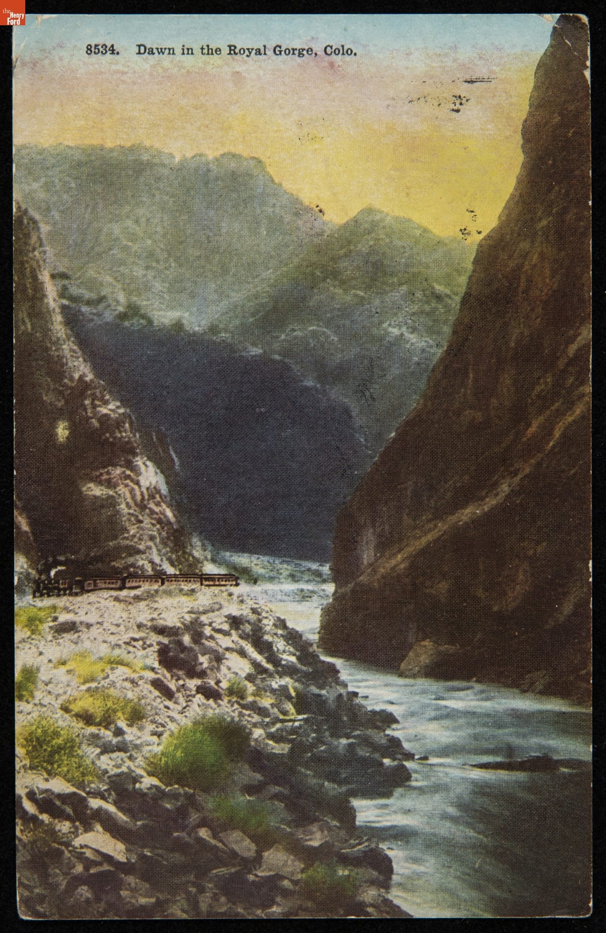 Postcard, "Dawn in the Royal Gorge, Colo.," circa 1915