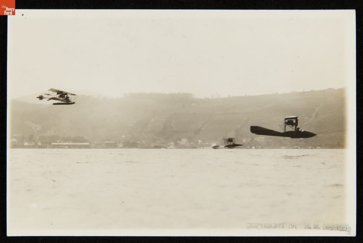 Curtiss Flying Boats Racing over Water, 1912