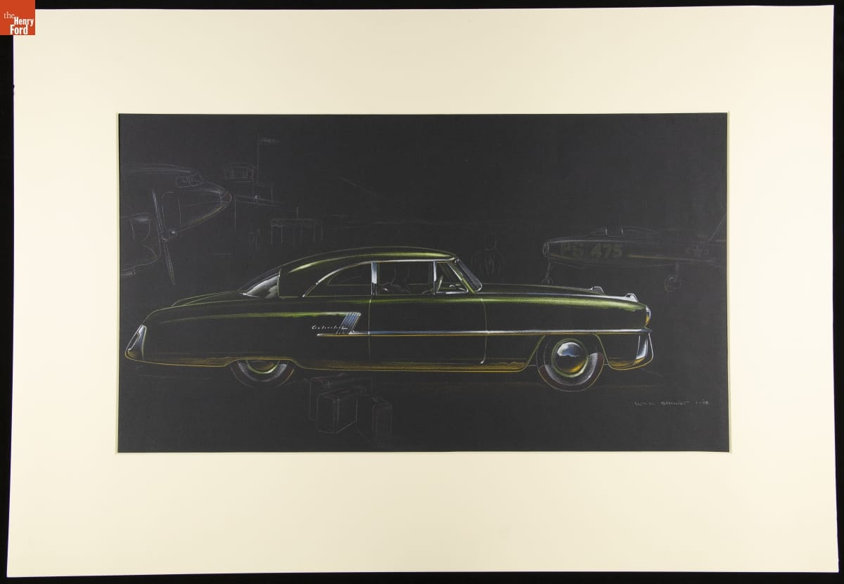 Rendering, circa 1950 Lincoln Continental Two-Door Hardtop
