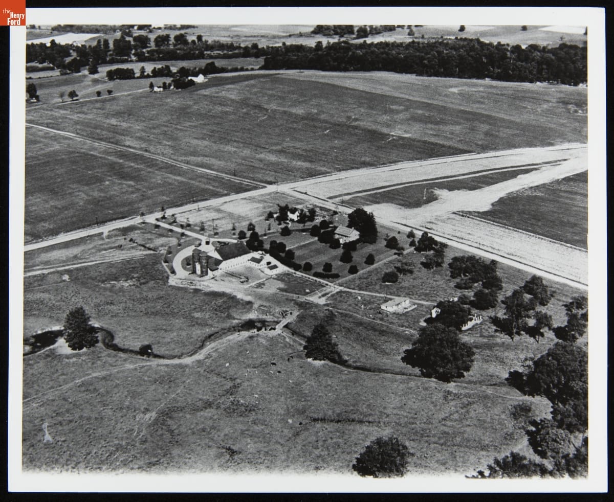 Aerial View of Firestone Farmhouse at its Original Location, Columbiana County, Ohio, September 1935