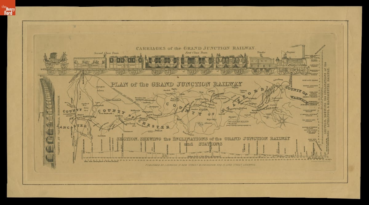 Copper Engraving, "Carriages of the Grand Junction Railway," circa 1836