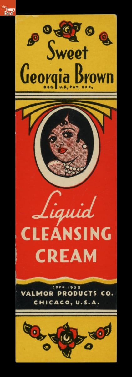 Product Label for Sweet Georgia Brown Liquid Cleansing Cream, 1935