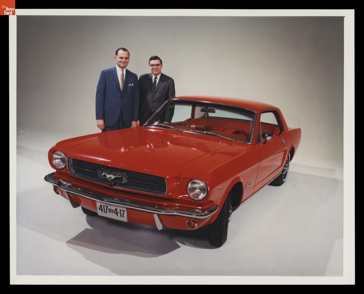 Lee Iacocca and Donald Frey with Ford Mustang, 1965
