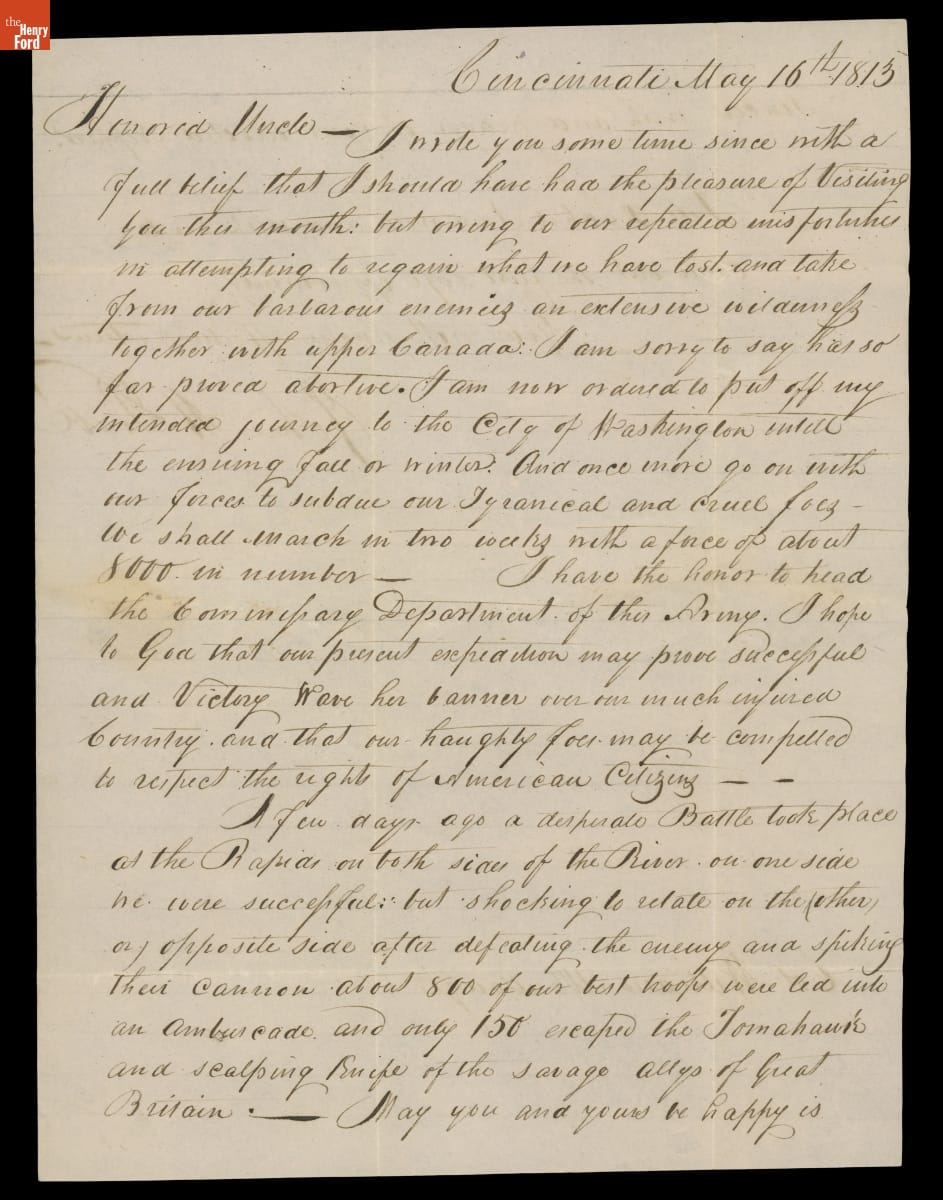 Letter from John W. Piatt to Col. William McCullough, May 16, 1813