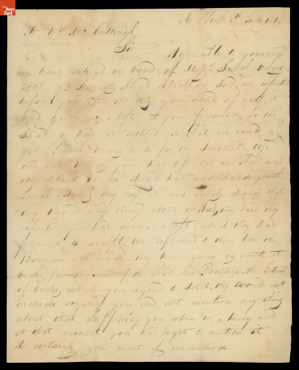 Letter to William McCullough, July 5, 1813