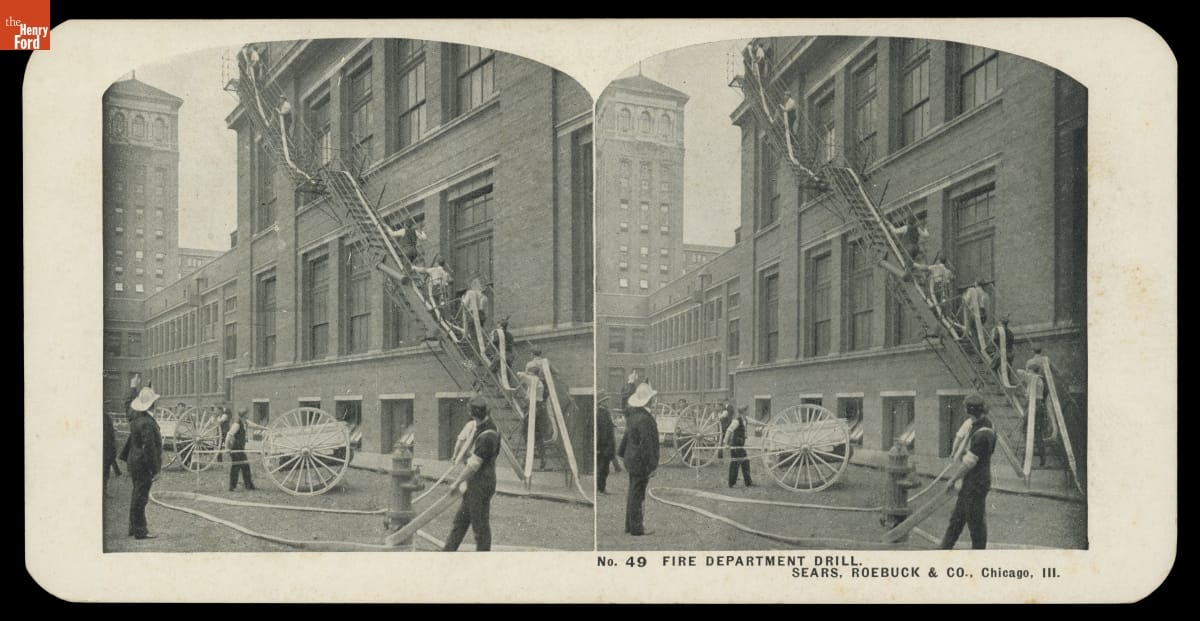 "Fire Department Drill. Sears, Roebuck & Co., Chicago, Ill.," 1906-1908