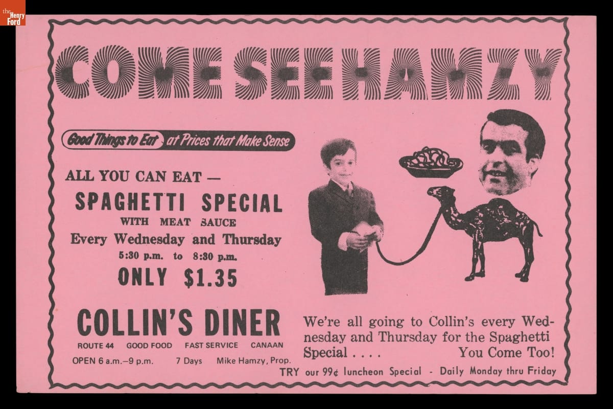 Advertising Handbill for Collin's Diner, "Come See Hamzy," 1972