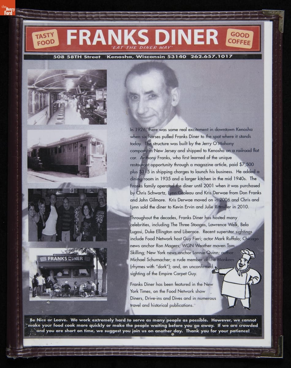 Franks Diner Menu, 2010-2014