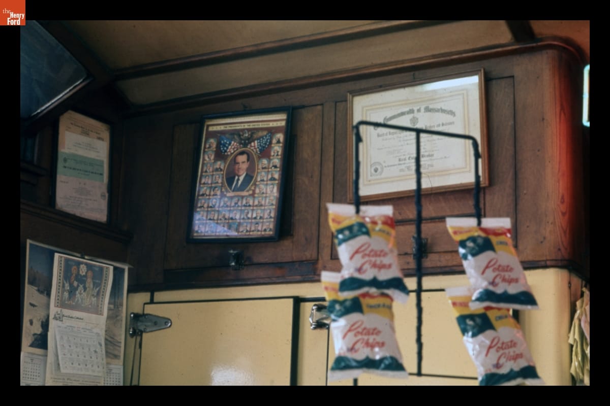 Interior of the Black & Gold Diner, Roslindale, Massachusetts, circa 1973