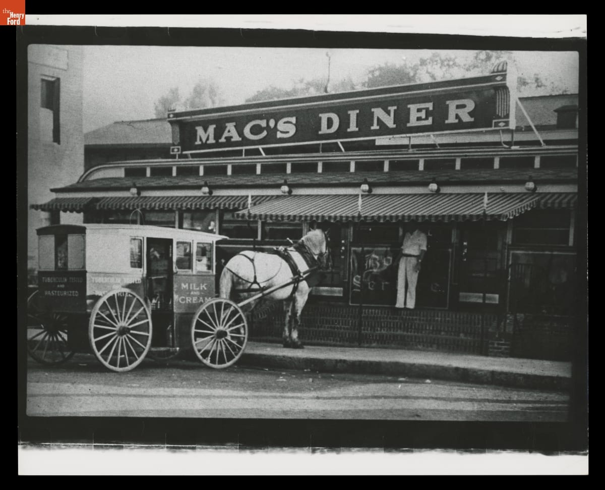 Milk Delivery Wagon in Front of Mac's Diner, Northampton, Massachusetts