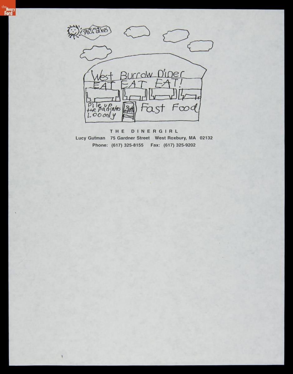 Mock Letterhead for "The DinerGirl," Designed by Lucy Gutman, 1993