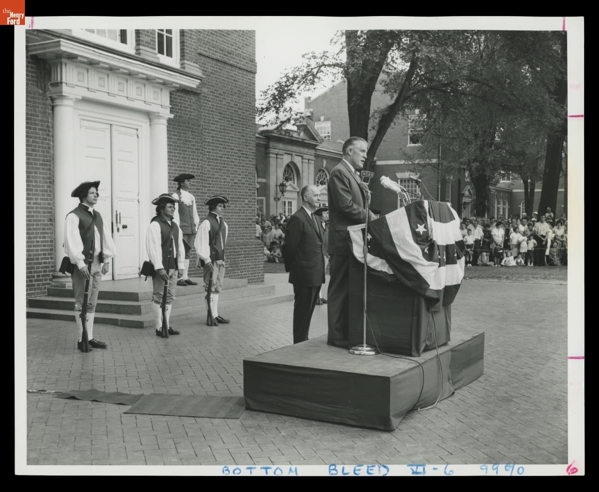 Governor George Romney Speaking at "Let Freedom Ring" Program at Henry Ford Museum, July 1964