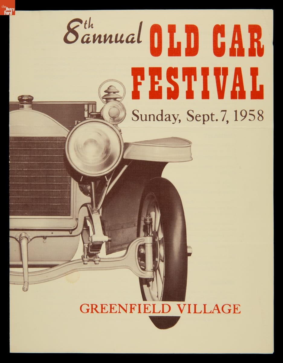 Program for Old Car Festival at Greenfield Village, September 1958