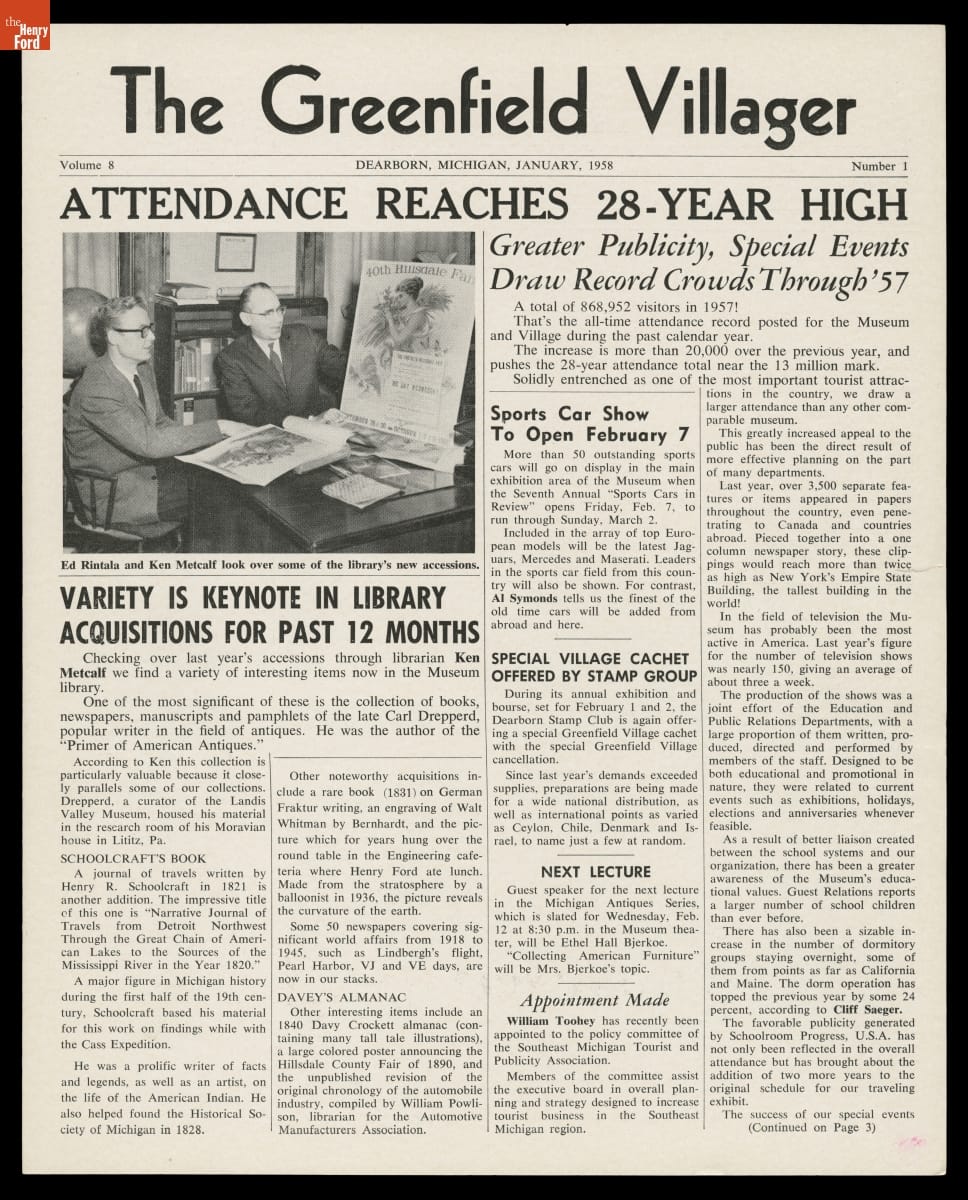 "The Greenfield Villager," January 1958