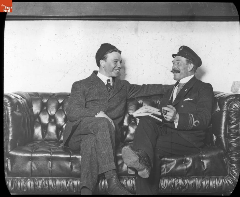 Monty Roberts and Hans Hansen at the Rome Hotel, Omaha, Nebraska, New York to Paris Race, 1908