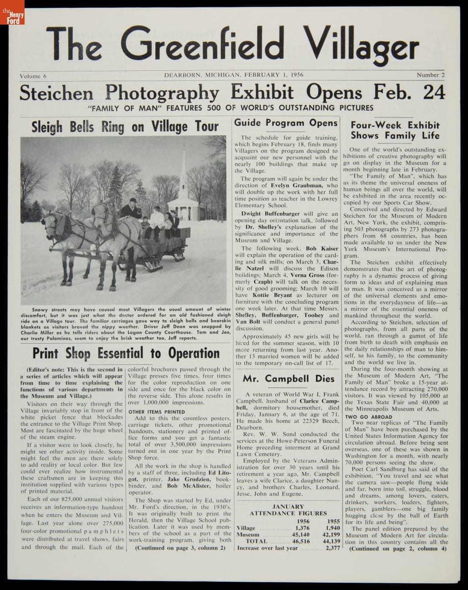 "The Greenfield Villager," February 1, 1956