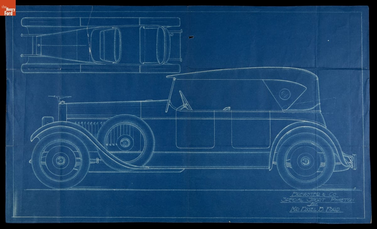 Drawing, "Brewster & Co. Special Sport Phaeton for Mr. Edsel B. Ford," circa 1924