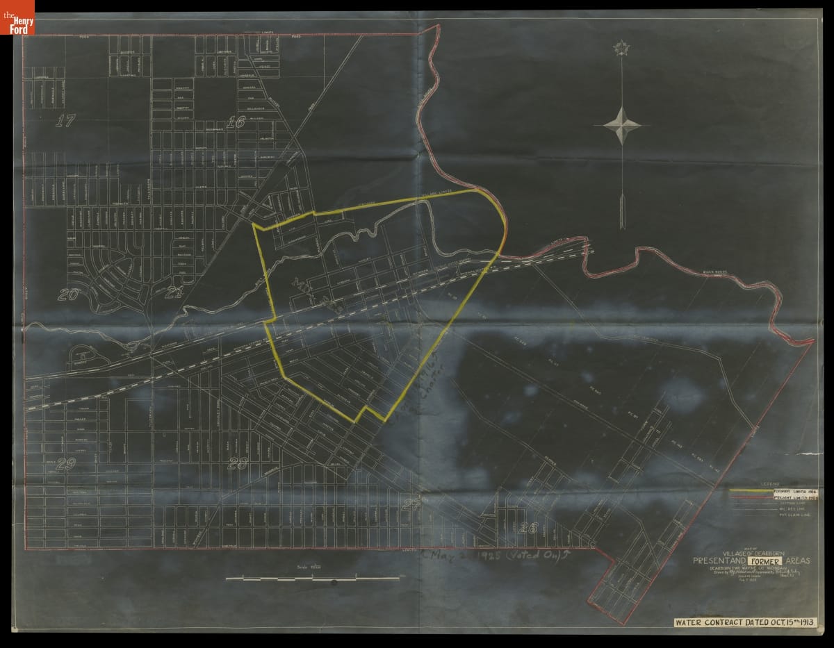 "Map of Village of Dearborn Present and Former Areas," February 7, 1925