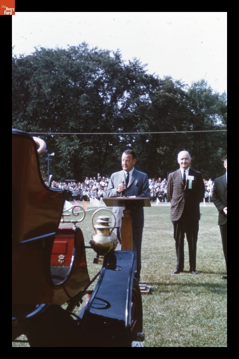 Benson Ford Speaking at Old Car Festival in Greenfield Village, September 1963