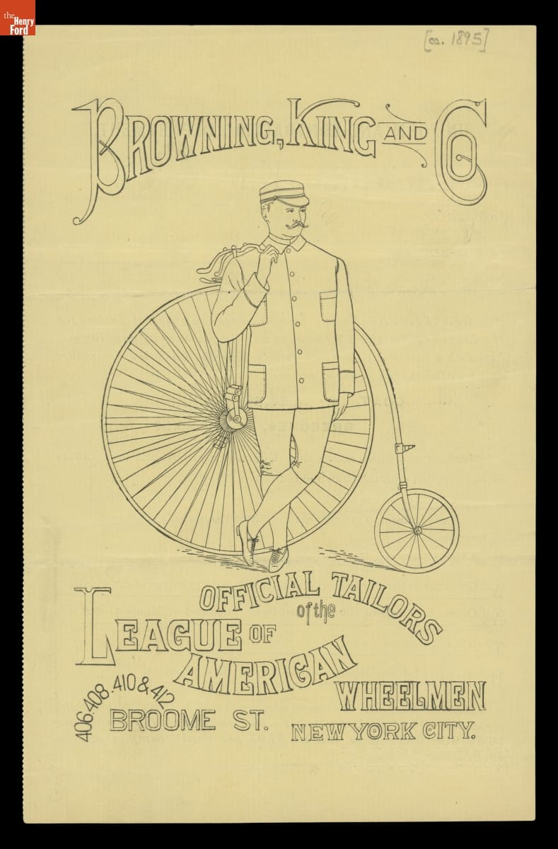 Browning, King, and Co. Official Tailors of the League of American Wheelmen, circa 1890