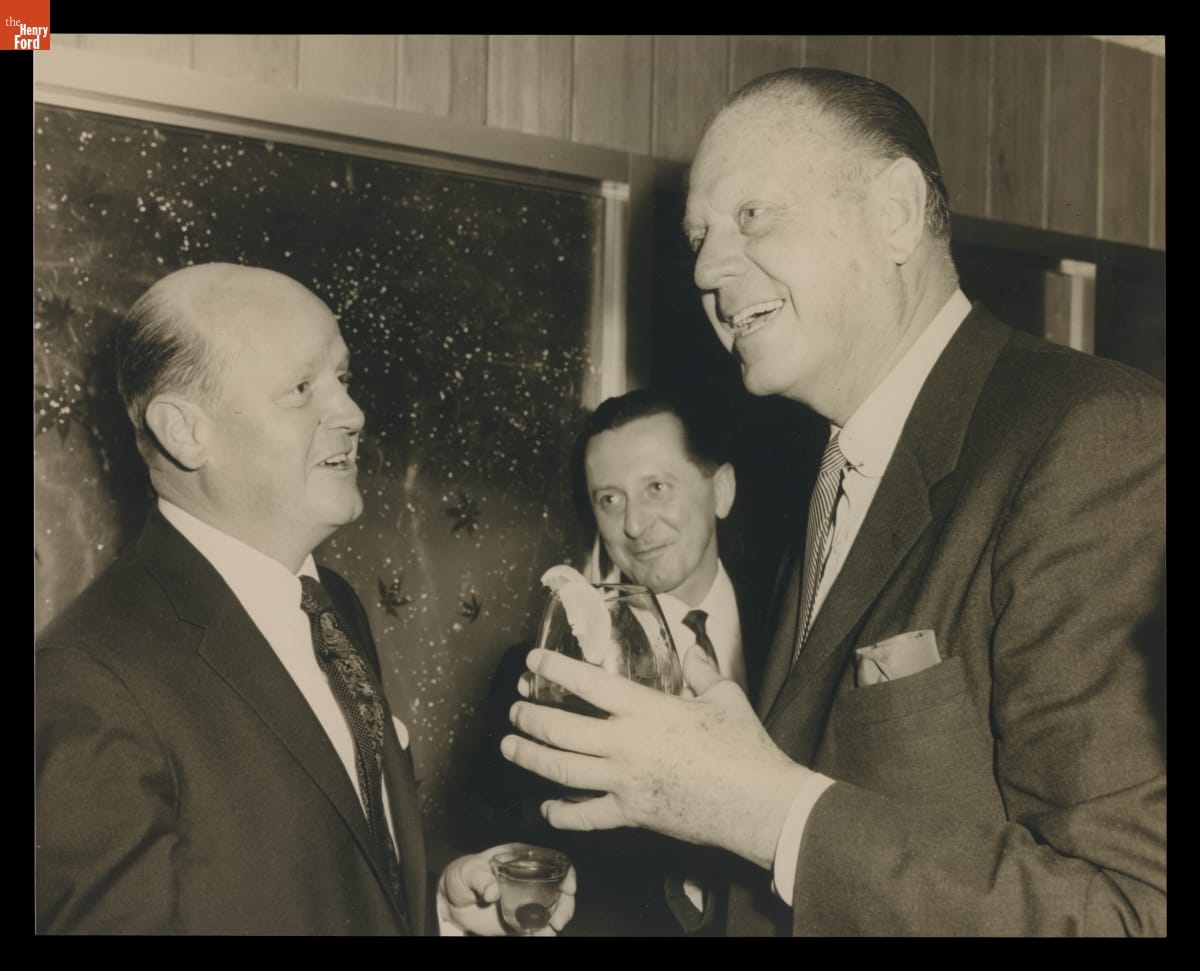 William Mitchell, Edward Glowacki, and Harley Earl at Earl's Retirement Party, 1958