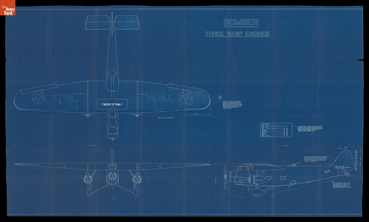Drawing, "Three View Assembly," Ford XB-906, May 11, 1931
