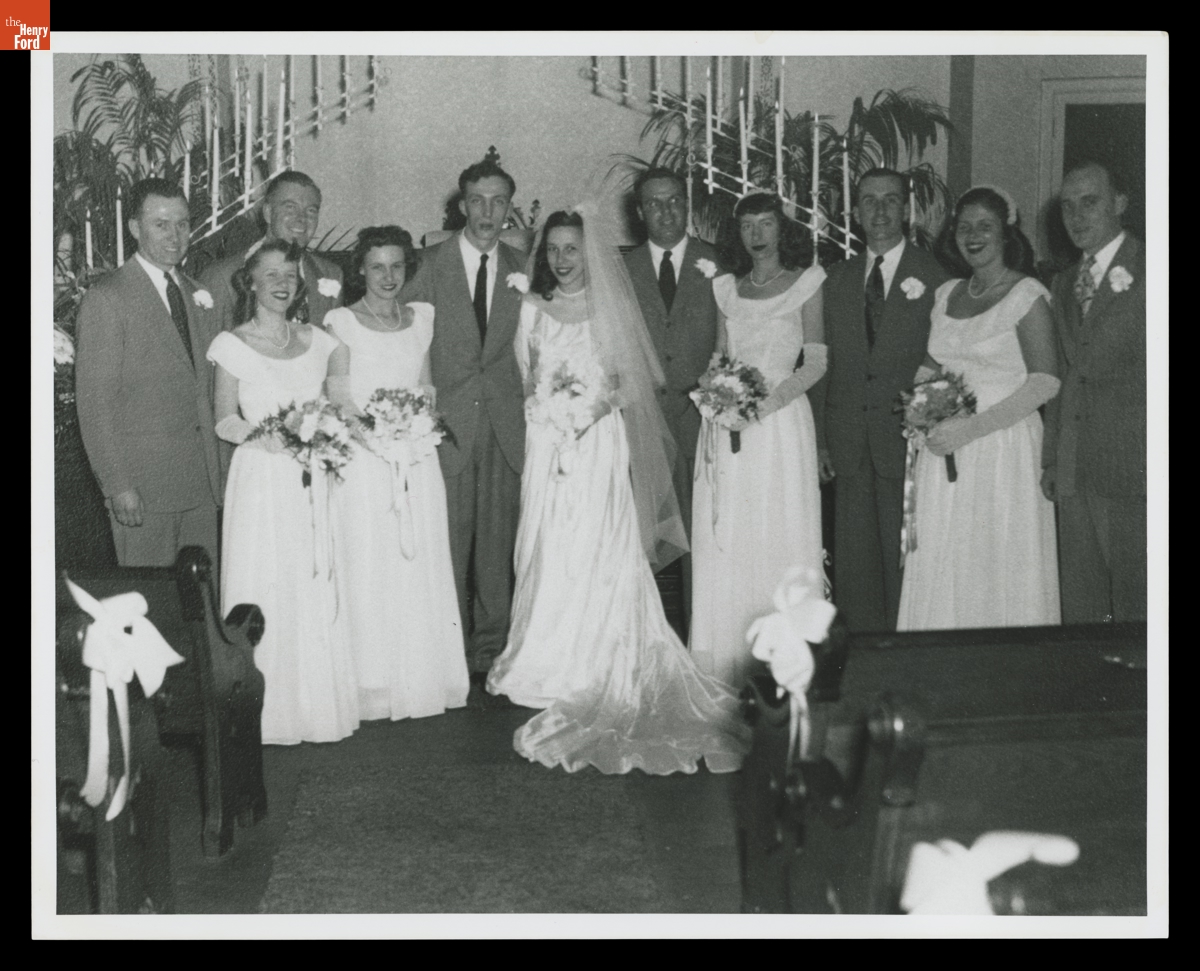 Ernest Gillard and Nancy Wauchek with their Bridal Party, April 19, 1947