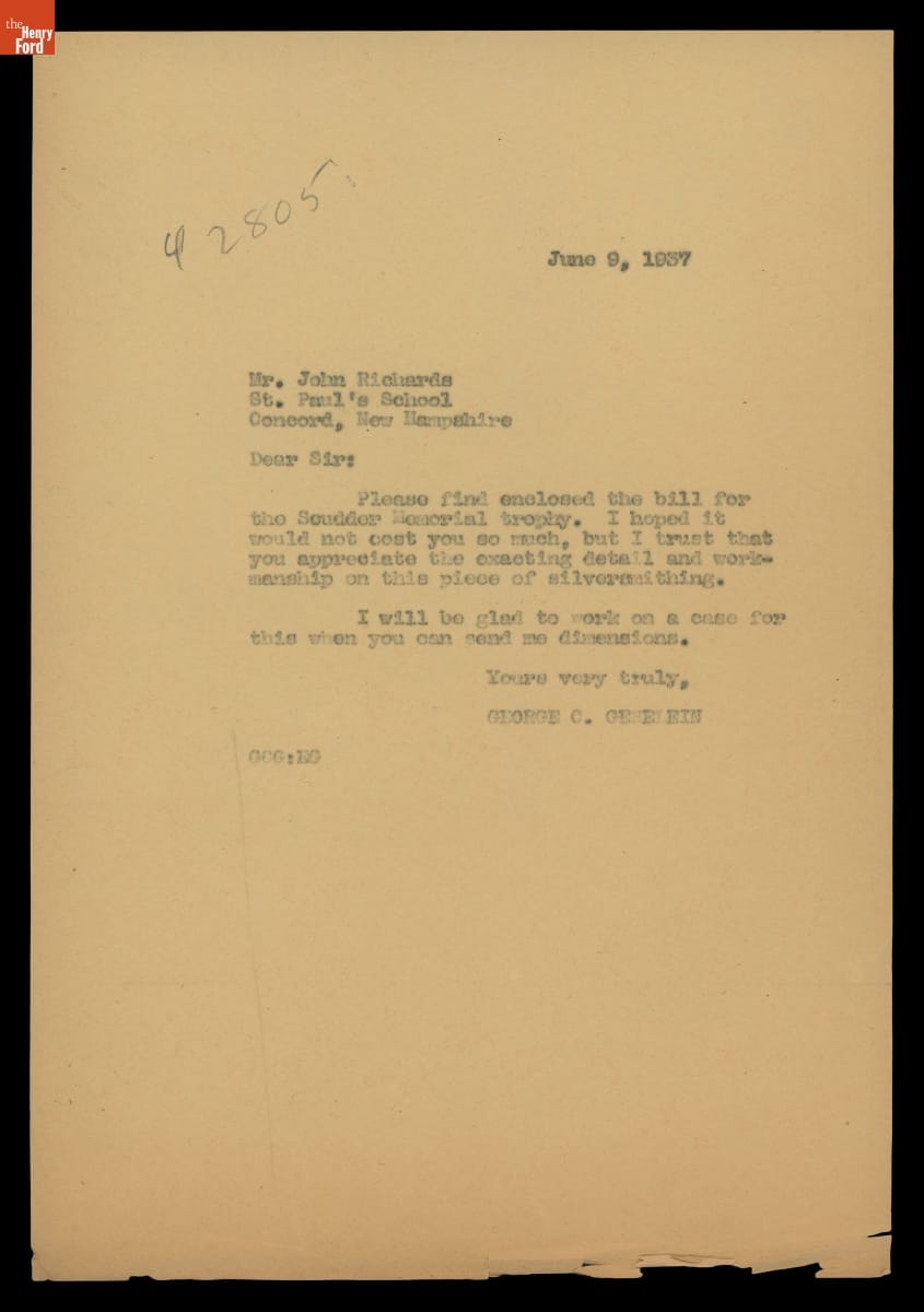 Letter from George C. Gebelein to John Richards, June 9, 1937