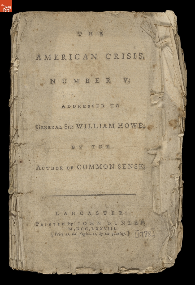 "The American Crisis, Number V, Addressed to General Sir William Howe by the Author of 'Common Sense,'" 1778