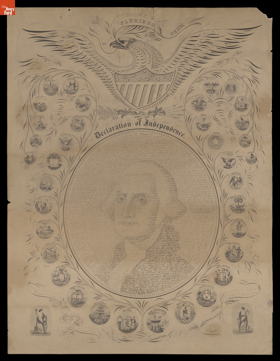 "Declaration of Independence," Portrait of George Washington, 1865