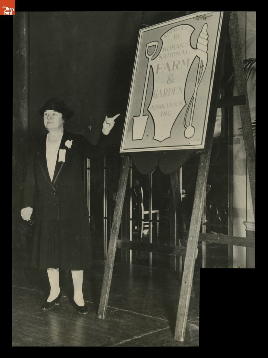 Clara Ford Giving a Talk as the President of the Woman's National Farm and Garden Association, 1930